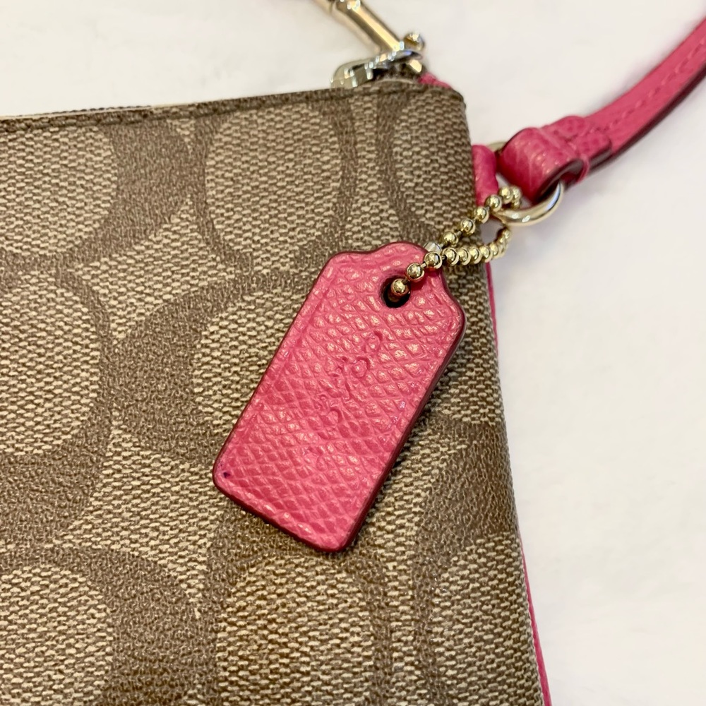 Coach Signature PVC Leather Corner Zip Wristlet - Picture 4 of 11